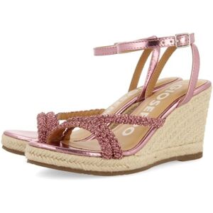 GIOSEPPO Sandalias DE Piel Color Fucsia con Tiras con PEDRERÍA Y CUÑA Alta DE Yute para Mujer MENFI GIOSEPPO Sandalias DE Piel Color Fucsia con Tiras con PEDRERÍA Y CUÑA Alta DE Yute para Mujer MENFI