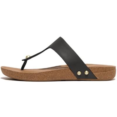Fitflop Iqushion Sandalias de piel metálica para mujer, Black, 40 EU Fitflop Iqushion Sandalias de piel metálica para mujer, Black, 40 EU