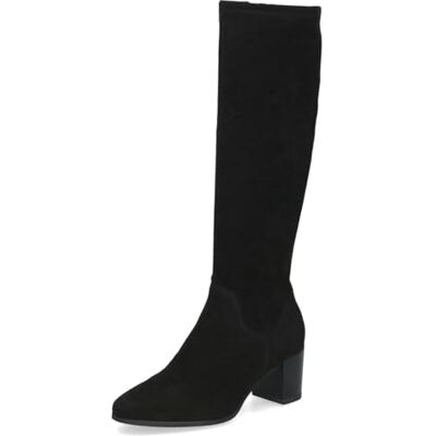 CAPRICE Botas de mujer con tacón cuadrado vegano, Black Stretch, 40.5 EU CAPRICE Botas de mujer con tacón cuadrado vegano, Black Stretch, 40.5 EU