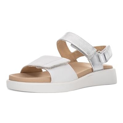 ARA Madeira, Sandalia Mujer, Blanco y Plateado, 42.5 EU Ancho ARA Madeira, Sandalia Mujer, Blanco y Plateado, 42.5 EU Ancho