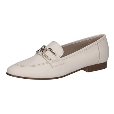CAPRICE Zapatilla para mujer de piel con tacón cuadrado, Nappa blanco roto, 38 EU CAPRICE Zapatilla para mujer de piel con tacón cuadrado, Nappa blanco roto, 38 EU
