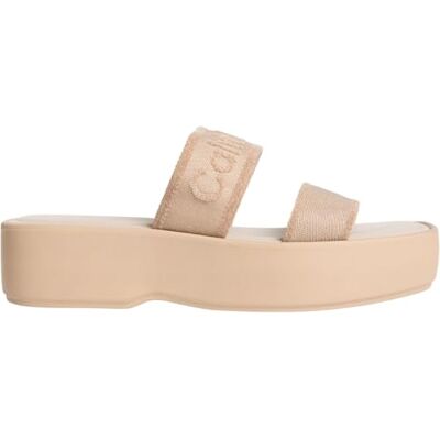 Calvin Sandalias Mujer Flatform Webbing con tira de correa, Beige (Nomad), 38 Calvin Sandalias Mujer Flatform Webbing con tira de correa, Beige (Nomad), 38