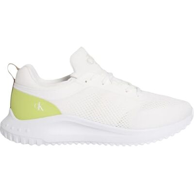 Calvin Runner Sneaker Hombre Eva Tech Knit con Logotipo, Blanco (Bright White//Wild Lime/Rubber), 40 Calvin Runner Sneaker Hombre Eva Tech Knit con Logotipo, Blanco (Bright White//Wild Lime/Rubber), 40
