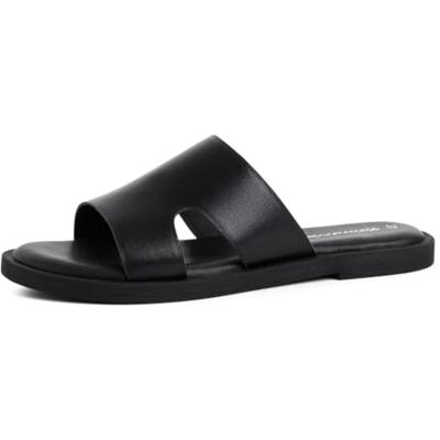 Tamaris Sandalias Planas para Mujer, Color Negro (Black Leather), 42 Tamaris Sandalias Planas para Mujer, Color Negro (Black Leather), 42