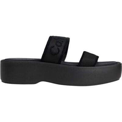 Calvin Sandalias Mujer Flatform Webbing con tira de correa, Negro (Triple Black), 42 Calvin Sandalias Mujer Flatform Webbing con tira de correa, Negro (Triple Black), 42