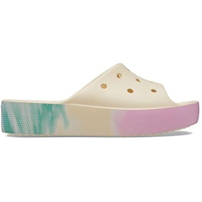 Crocs Mujer Classic Platform Slide Sin cordones, Vanilla/Multi, 41/42 EU Crocs Mujer Classic Platform Slide Sin cordones, Vanilla/Multi, 41/42 EU