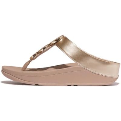 Fitflop Women's Halo Bead-Circle Metallic Toe-Post Sandals, Metallic Latte Beige, 43 EU Fitflop Women's Halo Bead-Circle Metallic Toe-Post Sandals, Metallic Latte Beige, 43 EU