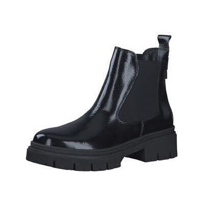 Tamaris Botines Chelsea de Piel para Mujer, Tacón Cuadrado, Cómodos, Negro Charol, 42 EU Tamaris Botines Chelsea de Piel para Mujer, Tacón Cuadrado, Cómodos, Negro Charol, 42 EU