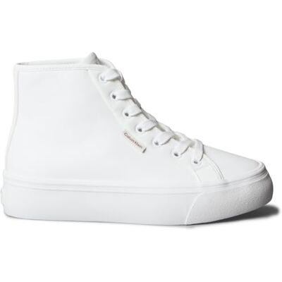 Calvin Sneaker con Suela Vulcanizada Mujer High Top de Piel, Blanco (Triple Bright White), 36 Calvin Sneaker con Suela Vulcanizada Mujer High Top de Piel, Blanco (Triple Bright White), 36