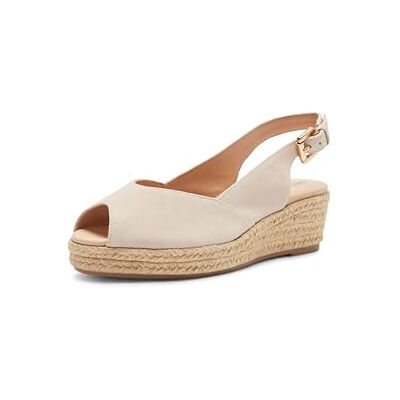 Geox D IBERIDE A, Sandalia de cuña Mujer, Lt Taupe, Geox D IBERIDE A, Sandalia de cuña Mujer, Lt Taupe,