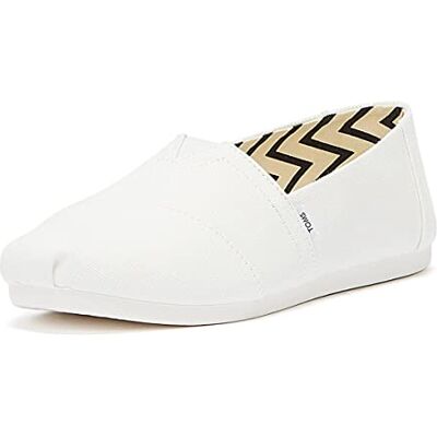 TOMS Alpargata de algodón reciclado, Mocasines Planos Hombre, Blanco, 44 EU TOMS Alpargata de algodón reciclado, Mocasines Planos Hombre, Blanco, 44 EU