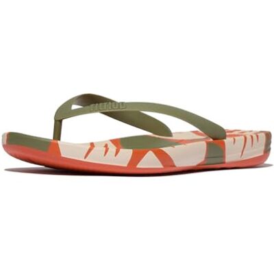 Fitflop Iqushion Chanclas ergonómicas con estampado de hojas para hombre, salvia, 45 EU Fitflop Iqushion Chanclas ergonómicas con estampado de hojas para hombre, salvia, 45 EU