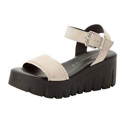 Tamaris Damen Sandalia cuña, color gris pardo Sue Blk, 39 EU Tamaris Damen Sandalia cuña, color gris pardo Sue Blk, 39 EU