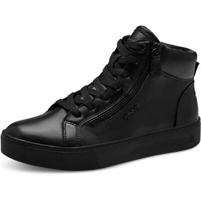 Tamaris Comfort Zapatillas Altas para Mujer con Cordones y Cremallera, Nappa Negro, 37 EU Tamaris Comfort Zapatillas Altas para Mujer con Cordones y Cremallera, Nappa Negro, 37 EU