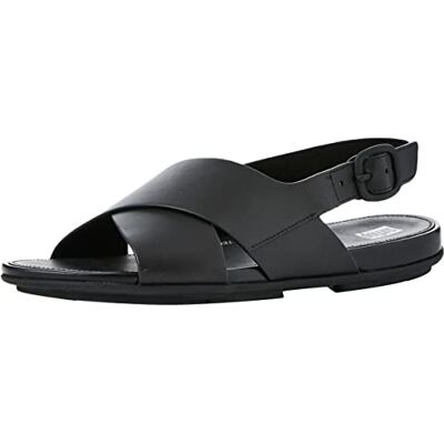 Fitflop Gracie Cross StrapFlat Sandalia para mujer, Todo negro., 36 EU Fitflop Gracie Cross StrapFlat Sandalia para mujer, Todo negro., 36 EU