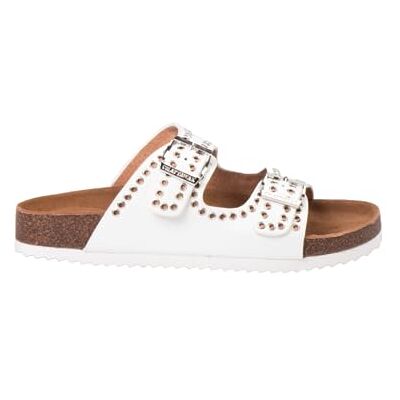 CHATTAWAK Mulas Blancas con Ojales metálicos y Hebillas Laterales, Blanco, 39 EU CHATTAWAK Mulas Blancas con Ojales metálicos y Hebillas Laterales, Blanco, 39 EU