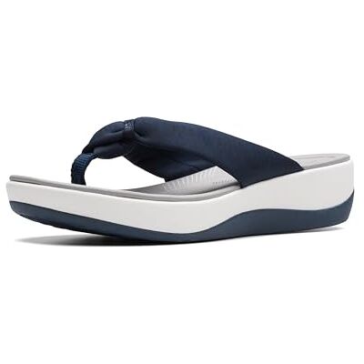 Clarks Mujeres Arla Glison Punta Abierta Casual Chanclas, Blue Heather Fabric, Talla 8 Clarks Mujeres Arla Glison Punta Abierta Casual Chanclas, Blue Heather Fabric, Talla 8