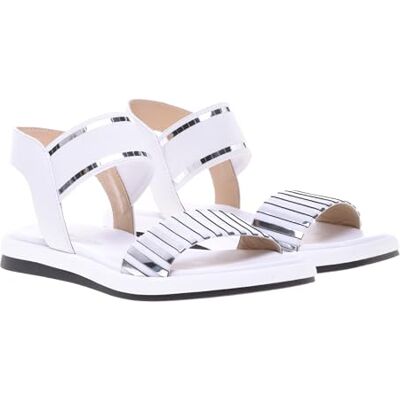 Baldinini Sandal Mirror Elastic White & Silver, Ballet Flat Mujer, Multicolor, 41 EU Baldinini Sandal Mirror Elastic White & Silver, Ballet Flat Mujer, Multicolor, 41 EU