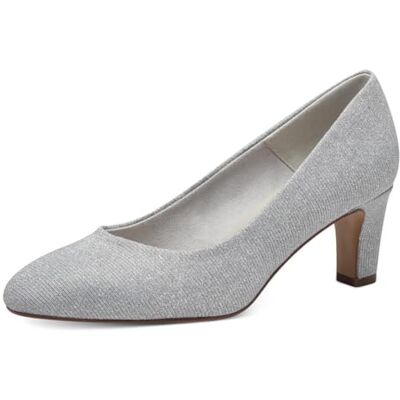 Tamaris Zapatos de Salón para Mujer, Textiles, Tacón Cuadrado, Veganos, Plateado Purpurina, 37 EU Tamaris Zapatos de Salón para Mujer, Textiles, Tacón Cuadrado, Veganos, Plateado Purpurina, 37 EU