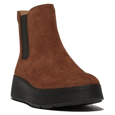 Fitflop Botas Chelsea Planas de Gamuza F-Mode para Mujer, marrón Intenso, 38 EU Fitflop Botas Chelsea Planas de Gamuza F-Mode para Mujer, marrón Intenso, 38 EU