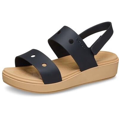 Crocs Sandalias Brookie unisex para niños, color negro/anacardo, talla 1 Crocs Sandalias Brookie unisex para niños, color negro/anacardo, talla 1