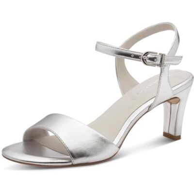 Tamaris Sandalias Con Tacón para Mujer, Sintéticas, Plateado, 39 EU Tamaris Sandalias Con Tacón para Mujer, Sintéticas, Plateado, 39 EU