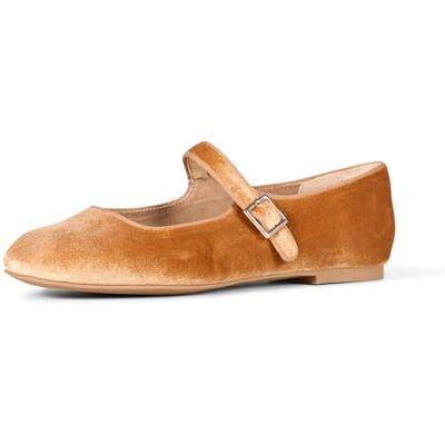 Amazon Essentials Bailarinas Tipo Mary Jane Mujer, Naranja Albaricoque Terciopelo, 38.5 EU Amazon Essentials Bailarinas Tipo Mary Jane Mujer, Naranja Albaricoque Terciopelo, 38.5 EU