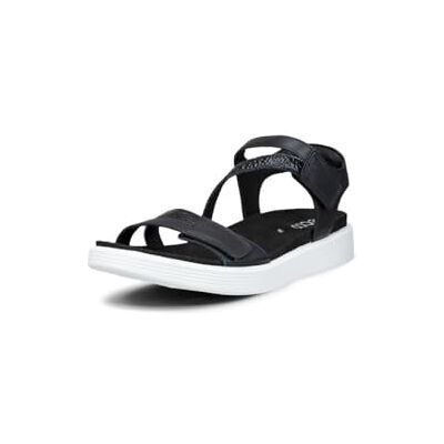 ECCO Sandalia suave de 3 correas para mujer, color negro, talla 7.5 ECCO Sandalia suave de 3 correas para mujer, color negro, talla 7.5