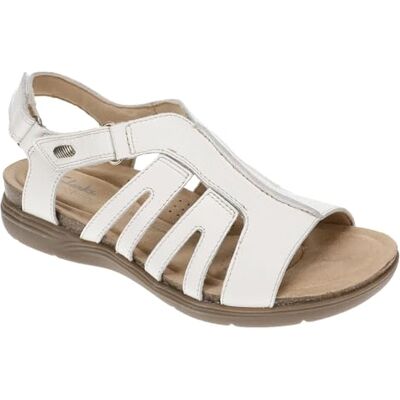 Clarks April Belle, Sandalias Planas Mujer, Piel Blanca, 43 EU Estrecho Clarks April Belle, Sandalias Planas Mujer, Piel Blanca, 43 EU Estrecho