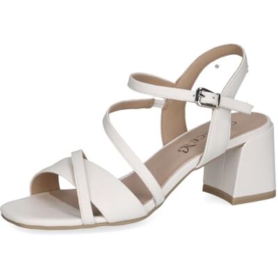 CAPRICE Sandalia de tacón para mujer White Nappa, 42 EU CAPRICE Sandalia de tacón para mujer White Nappa, 42 EU