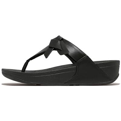 Fitflop Women's Lulu Folded-Knot Leather Toe-Post Sandals, Black, 41 EU Fitflop Women's Lulu Folded-Knot Leather Toe-Post Sandals, Black, 41 EU