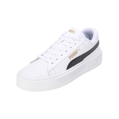 PUMA Women's Fashion Shoes SMASH PLATFORM V3 Trainers & Sneakers, WHITE- BLACK- GOLD, 40 PUMA Women's Fashion Shoes SMASH PLATFORM V3 Trainers & Sneakers, WHITE- BLACK- GOLD, 40