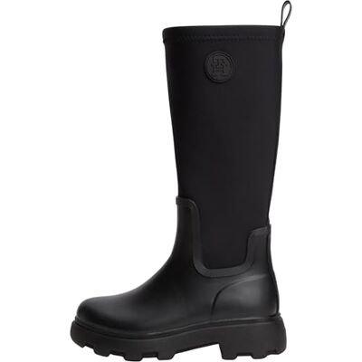 Tommy Hilfiger Botas de lluvia Th Stamp Warm Knee Fw0fw09678 para mujer, Black, 42 EU Tommy Hilfiger Botas de lluvia Th Stamp Warm Knee Fw0fw09678 para mujer, Black, 42 EU