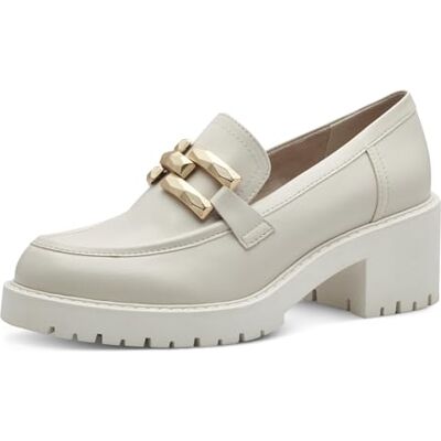 MARCO TOZZI Mocasines de tacón Elegante Vegano para Mujer, Crema, 40 EU MARCO TOZZI Mocasines de tacón Elegante Vegano para Mujer, Crema, 40 EU