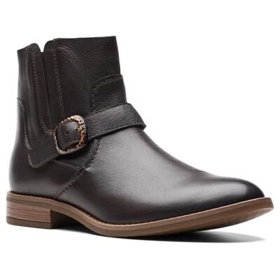Clarks Botines Camzin Loop para mujer, Cuero Marrón Oscuro, 8 Clarks Botines Camzin Loop para mujer, Cuero Marrón Oscuro, 8