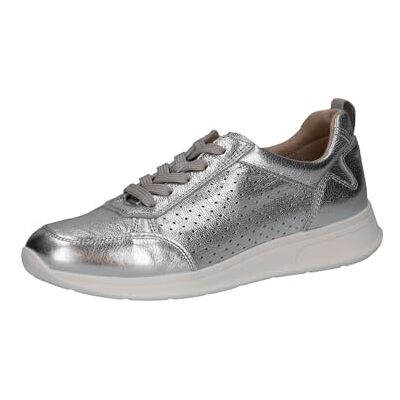 CAPRICE Zapatillas Planas de Piel con Estampado de Agujeros para Mujer, Metal Plateado, 39 EU CAPRICE Zapatillas Planas de Piel con Estampado de Agujeros para Mujer, Metal Plateado, 39 EU