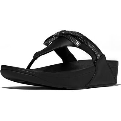 Fitflop Lulu Glitz-Bow Sandalias de piel para mujer, Todo negro., 36 EU Fitflop Lulu Glitz-Bow Sandalias de piel para mujer, Todo negro., 36 EU