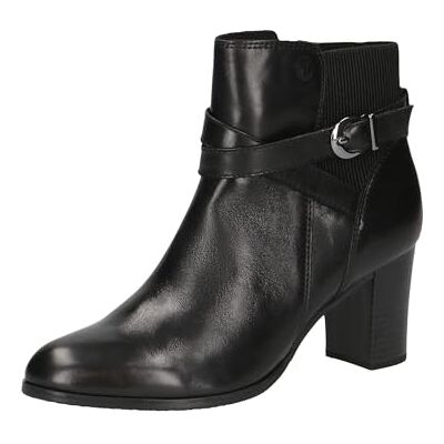 CAPRICE Botines de mujer con tacón en piel con hebilla, Color negro., 38 EU CAPRICE Botines de mujer con tacón en piel con hebilla, Color negro., 38 EU
