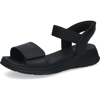 CAPRICE Sandalias planas para mujer , napa negra, 36 EU CAPRICE Sandalias planas para mujer , napa negra, 36 EU