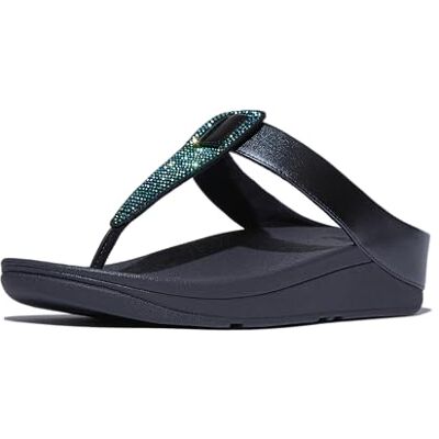Fitflop Sandalias metálicas con detalle de cristal fino para mujer, Azul marino iridiscente, 40 EU Fitflop Sandalias metálicas con detalle de cristal fino para mujer, Azul marino iridiscente, 40 EU