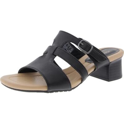 Clarks Desirae Palm, Sandalia deslizante Mujer, Piel Negra, 38 EU Clarks Desirae Palm, Sandalia deslizante Mujer, Piel Negra, 38 EU