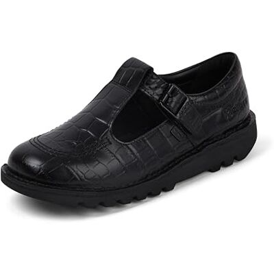 Kickers Kick T Bar Zapatos de Piel de cocodrilo para Mujer, Color Negro, Talla 6, Black, 39 EU Kickers Kick T Bar Zapatos de Piel de cocodrilo para Mujer, Color Negro, Talla 6, Black, 39 EU