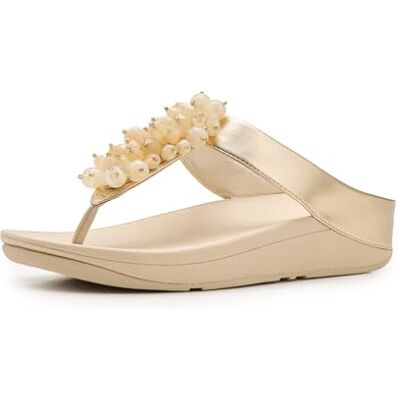 Fitflop FINO Sandalias con puntera en racimo de cuentas para mujer, platino, talla 6.5 de Reino Unido, Platino, 40 EU Fitflop FINO Sandalias con puntera en racimo de cuentas para mujer, platino, talla 6.5 de Reino Unido, Platino, 40 EU