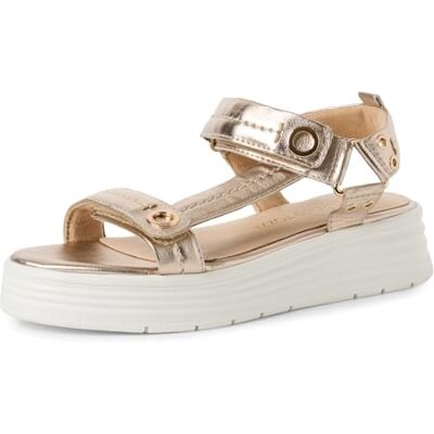 MARCO TOZZI Sandalias Planas con Plataforma de Velcro para Mujer, Platino, 37 EU MARCO TOZZI Sandalias Planas con Plataforma de Velcro para Mujer, Platino, 37 EU