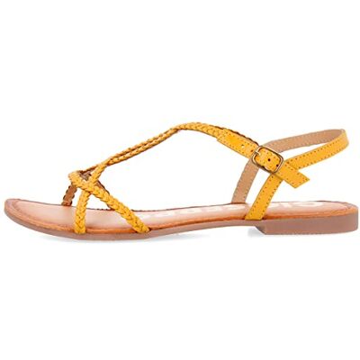 GIOSEPPO Sandalias Estilo esclava de Tiras Trenzadas Mostaza para Mujer Ossian GIOSEPPO Sandalias Estilo esclava de Tiras Trenzadas Mostaza para Mujer Ossian