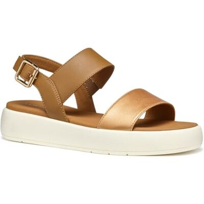 Geox D CAMALEI A, Sandalia Plana Mujer, Lt Bronze/Camel, Geox D CAMALEI A, Sandalia Plana Mujer, Lt Bronze/Camel,