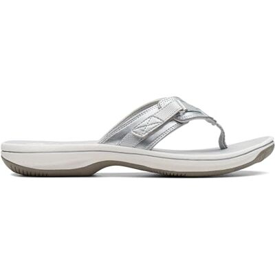 Clarks Cloudsteppers Sandals, Brinkley Sea, Silver Synthetic, 6 (Women) Clarks Cloudsteppers Sandals, Brinkley Sea, Silver Synthetic, 6 (Women)