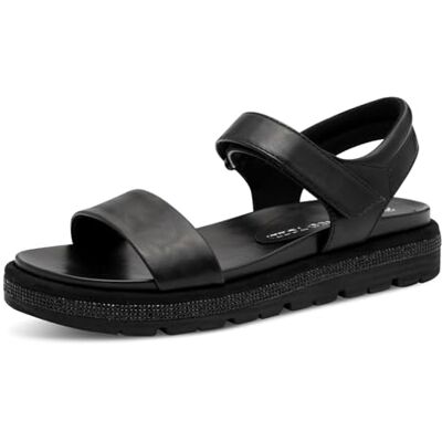 MARCO TOZZI Sandalias Planas con Cierre de Velcro cómodas para Mujer, Negro, 37 EU MARCO TOZZI Sandalias Planas con Cierre de Velcro cómodas para Mujer, Negro, 37 EU