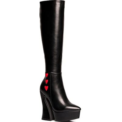 LAMODA Love Potion, Botas Altas hasta la Rodilla Mujer, Black PU Red Heart, 37 EU LAMODA Love Potion, Botas Altas hasta la Rodilla Mujer, Black PU Red Heart, 37 EU