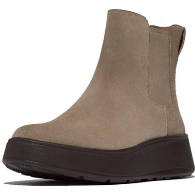 Fitflop Botas Chelsea planas de gamuza F-mode para mujer, marrón, 38.5 EU Fitflop Botas Chelsea planas de gamuza F-mode para mujer, marrón, 38.5 EU